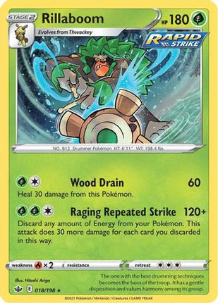 Rillaboom 018/198  - Holofoil SWSH06 Chilling Reign - Holo Rare