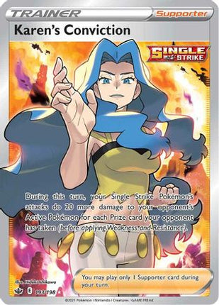 Karen's Conviction (Full Art) 193/198  - Holofoil SWSH06 Chilling Reign - Ultra Rare