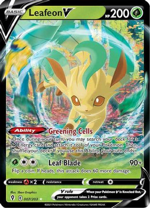 Leafeon V 007/203  - Holofoil SWSH07 Evolving Skies - Ultra Rare