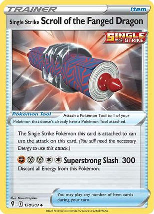 Single Strike Scroll of the Fanged Dragon 158/203  - Reverse Holofoil SWSH07 Evolving Skies - Uncommon