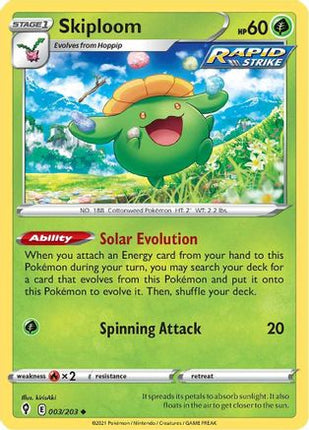 Skiploom 003/203  - Reverse Holofoil SWSH07 Evolving Skies - Uncommon