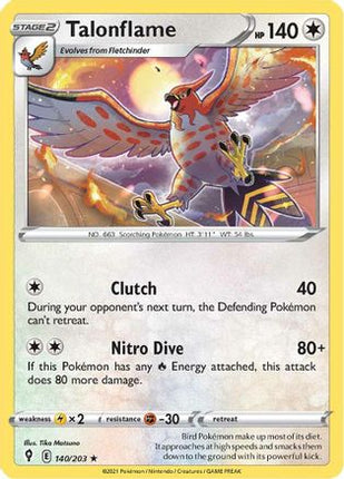 Talonflame 140/203  - Reverse Holofoil SWSH07 Evolving Skies - Rare