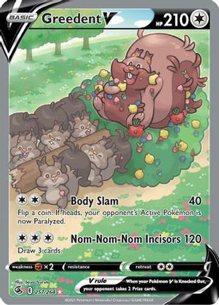 Greedent V (Alternate Full Art) 257/264  - Holofoil SWSH08 Fusion Strike - Ultra Rare