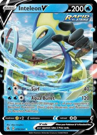Inteleon V 078/264  - Holofoil SWSH08 Fusion Strike - Ultra Rare