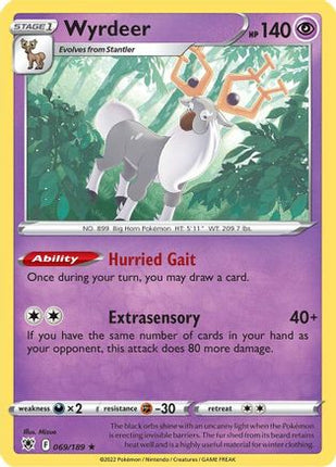 Wyrdeer 069/189  - Reverse Holofoil SWSH10 Astral Radiance - Holo Rare