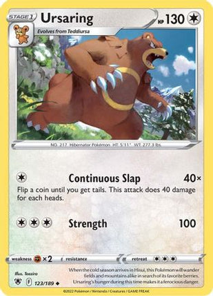 Ursaring 123/189  - Reverse Holofoil SWSH10 Astral Radiance - Uncommon