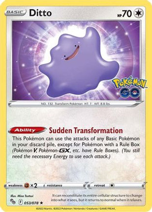Ditto 053  - Holofoil Pokemon GO - Holo Rare