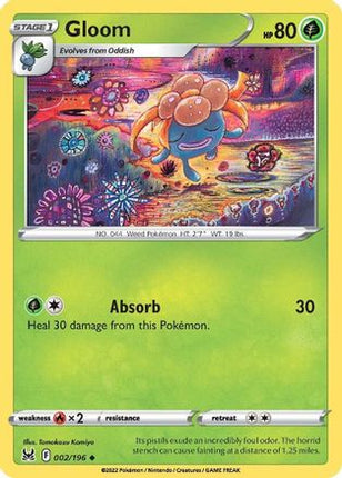 Gloom 002/196  - Reverse Holofoil SWSH11 Lost Origin - Uncommon