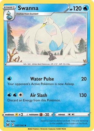 Swanna 047/196  - Reverse Holofoil SWSH11 Lost Origin - Uncommon