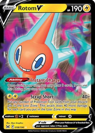 Rotom V 058/196  - Holofoil SWSH11 Lost Origin - Ultra Rare