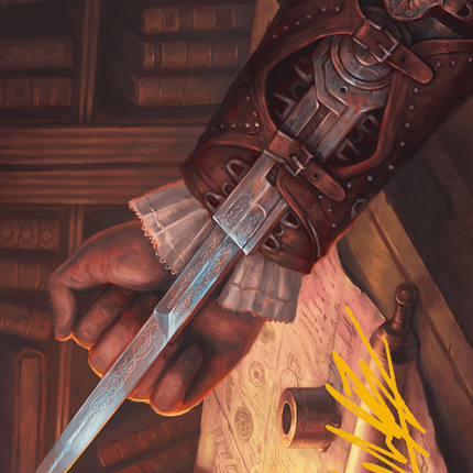 Hidden Blade Art Card (Gold-Stamped Signature) (ASACR-009) - Assassin's Creed Art Series (Borderless) Foil