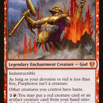 Purphoros, Bronze-Blooded (PPTHB-150) - Theros Beyond Death Promos: (enchantment)
