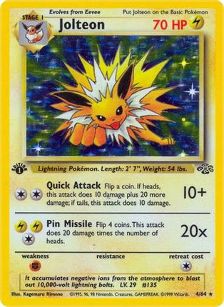 Jolteon (4) 004/64  - 1st Edition Holofoil Jungle - Holo Rare