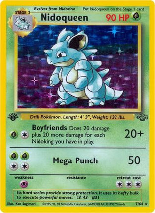 Nidoqueen (7) 007/64  - 1st Edition Holofoil Jungle - Holo Rare