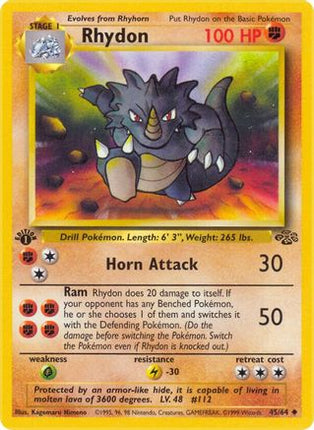 Rhydon 045/64  - 1st Edition Jungle - Uncommon