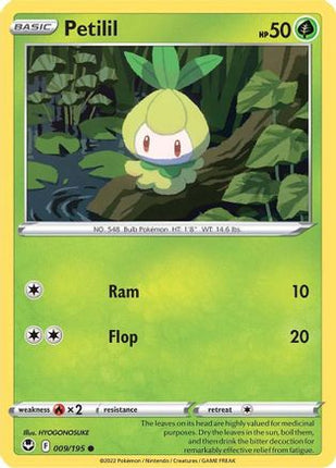 Petilil 009/195  - Reverse Holofoil SWSH12 Silver Tempest - Common