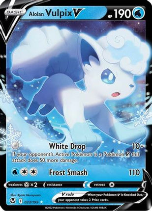 Alolan Vulpix V 033/195  - Holofoil SWSH12 Silver Tempest - Ultra Rare