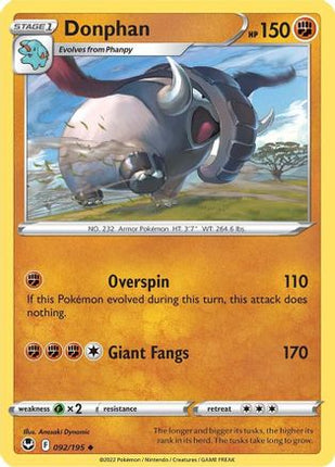 Donphan 092/195  SWSH12 Silver Tempest - Uncommon