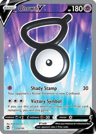Unown V (Full Art) 176/195  - Holofoil SWSH12 Silver Tempest - Ultra Rare