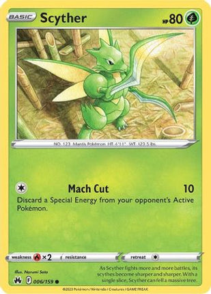 Scyther 006/159  - Reverse Holofoil SWSH Crown Zenith - Common