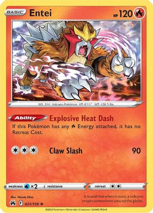 Entei 021/159  - Reverse Holofoil SWSH Crown Zenith - Holo Rare
