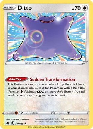 Ditto 107/159  - Reverse Holofoil SWSH Crown Zenith - Holo Rare