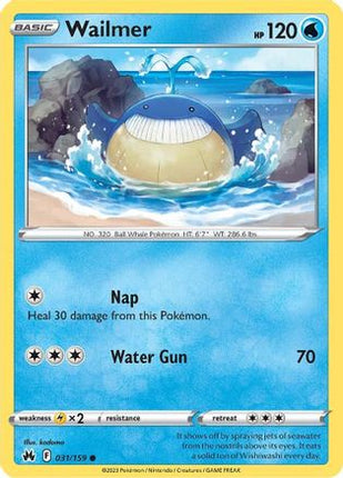 Wailmer 031/159  - Reverse Holofoil SWSH Crown Zenith - Common