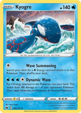 Kyogre 036/159  - Holofoil SWSH Crown Zenith - Holo Rare