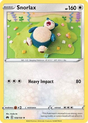 Snorlax 109/159  - Reverse Holofoil SWSH Crown Zenith - Rare