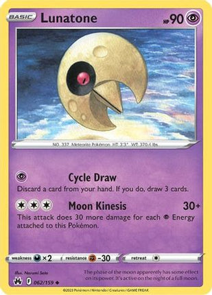 Lunatone 062/159  - Reverse Holofoil SWSH Crown Zenith - Uncommon