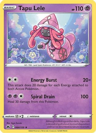 Tapu Lele 064/159  - Reverse Holofoil SWSH Crown Zenith - Holo Rare