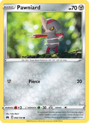 Pawniard (92) 092/159  - Reverse Holofoil SWSH Crown Zenith - Common