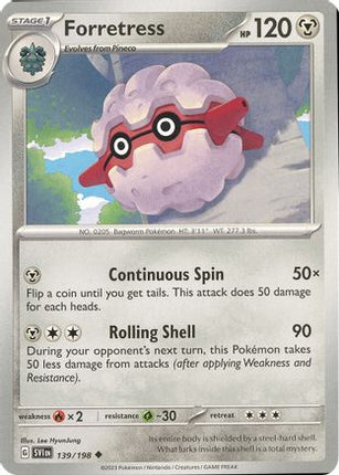 Forretress 139/198  - Reverse Holofoil SV01 Scarlet & Violet Base Set - Uncommon