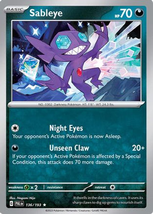 Sableye 136/193  - Holofoil SV02 Paldea Evolved - Rare