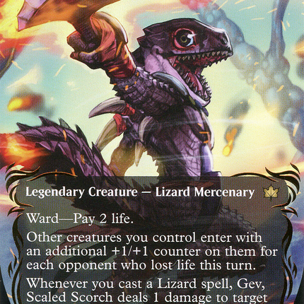 Gev, Scaled Scorch (BLB-349) - Bloomburrow: (Showcase) (Borderless) Foil