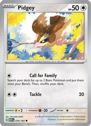 Pidgey 016/165  SV Scarlet & Violet 151 - Common