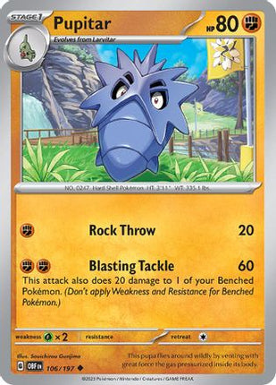 Pupitar 106/197  - Reverse Holofoil SV03 Obsidian Flames - Uncommon