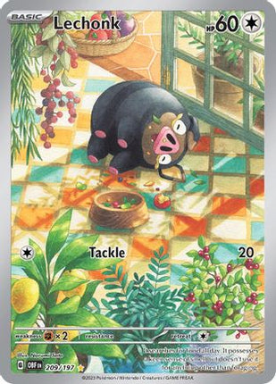 Lechonk 209/197  - Holofoil SV03 Obsidian Flames - Illustration Rare