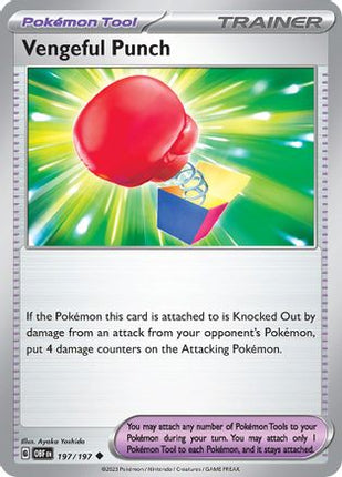 Vengeful Punch 197/197  - Reverse Holofoil SV03 Obsidian Flames - Uncommon