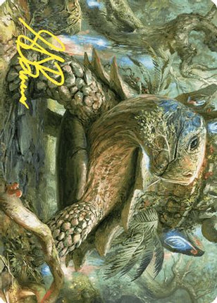 Blossoming Tortoise Art Card (Gold-Stamped Signature) (ASWOE-024) - Art Series: Wilds of Eldraine
