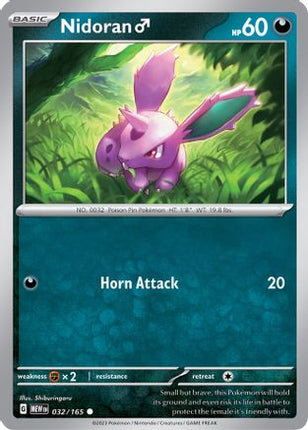 Nidoran M 032/165  - Reverse Holofoil SV Scarlet & Violet 151 - Common