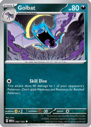 Golbat 042/165  - Reverse Holofoil SV Scarlet & Violet 151 - Uncommon