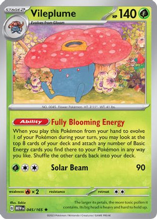 Vileplume 045/165  - Reverse Holofoil SV Scarlet & Violet 151 - Rare