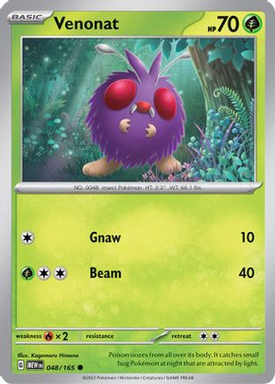 Venonat 048/165  - Reverse Holofoil SV Scarlet & Violet 151 - Common