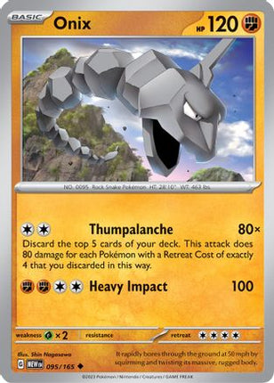 Onix 095/165  - Reverse Holofoil SV Scarlet & Violet 151 - Uncommon
