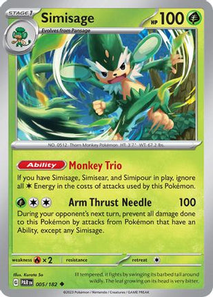 Simisage 005/182  - Reverse Holofoil SV04 Paradox Rift - Uncommon