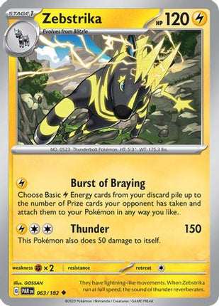 Zebstrika 063/182  - Reverse Holofoil SV04 Paradox Rift - Uncommon