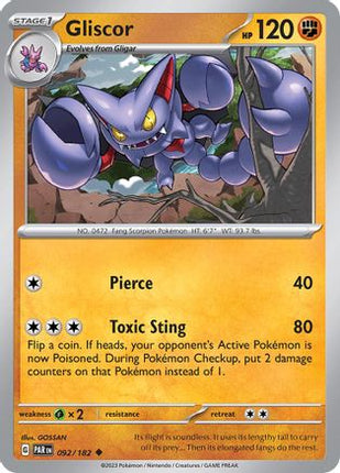 Gliscor 092/182  - Reverse Holofoil SV04 Paradox Rift - Uncommon