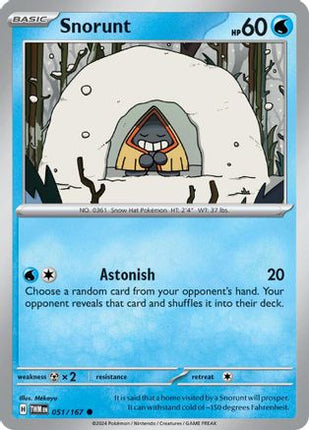 Snorunt 051/167  - Reverse Holofoil SV06 Twilight Masquerade - Common