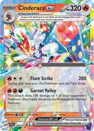 Cinderace ex 028/142  - Holofoil SV07 Stellar Crown - Double Rare